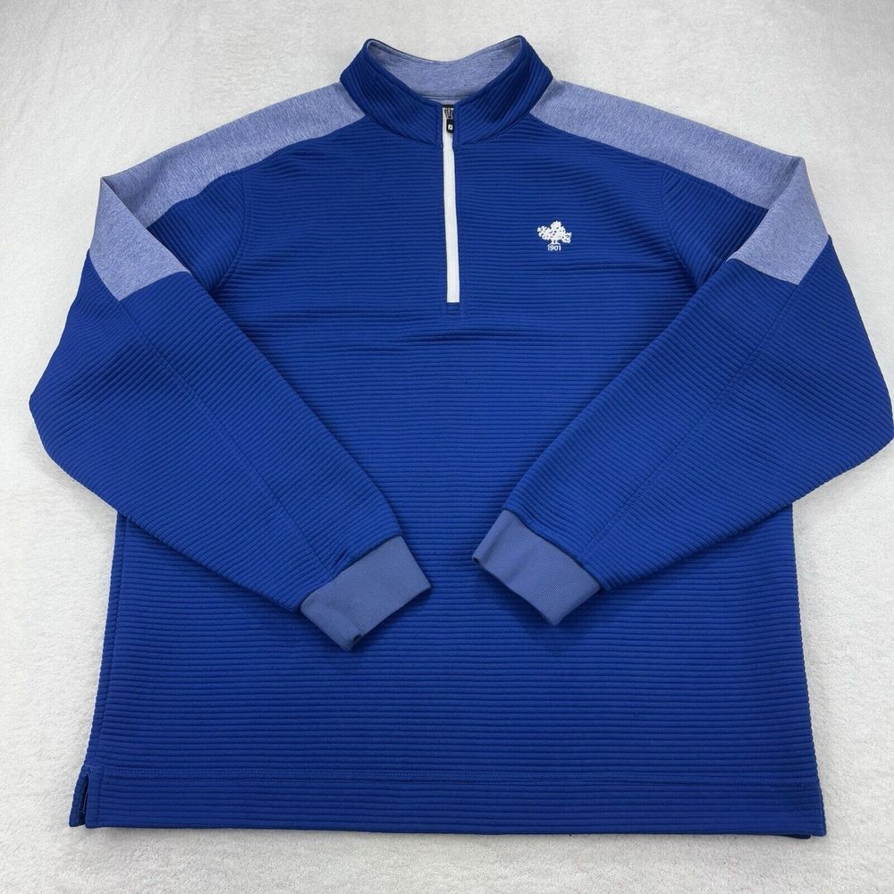 FootJoy Ribbed 1/4 Zip Pullover Sweater Men XL Blue Colorblock‎ Golf Outdoor